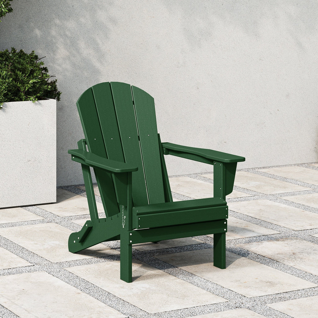 Chaise Adirondack pliante de patio d'extérieur tout temps résistante à la décoloration Polytrends Laguna