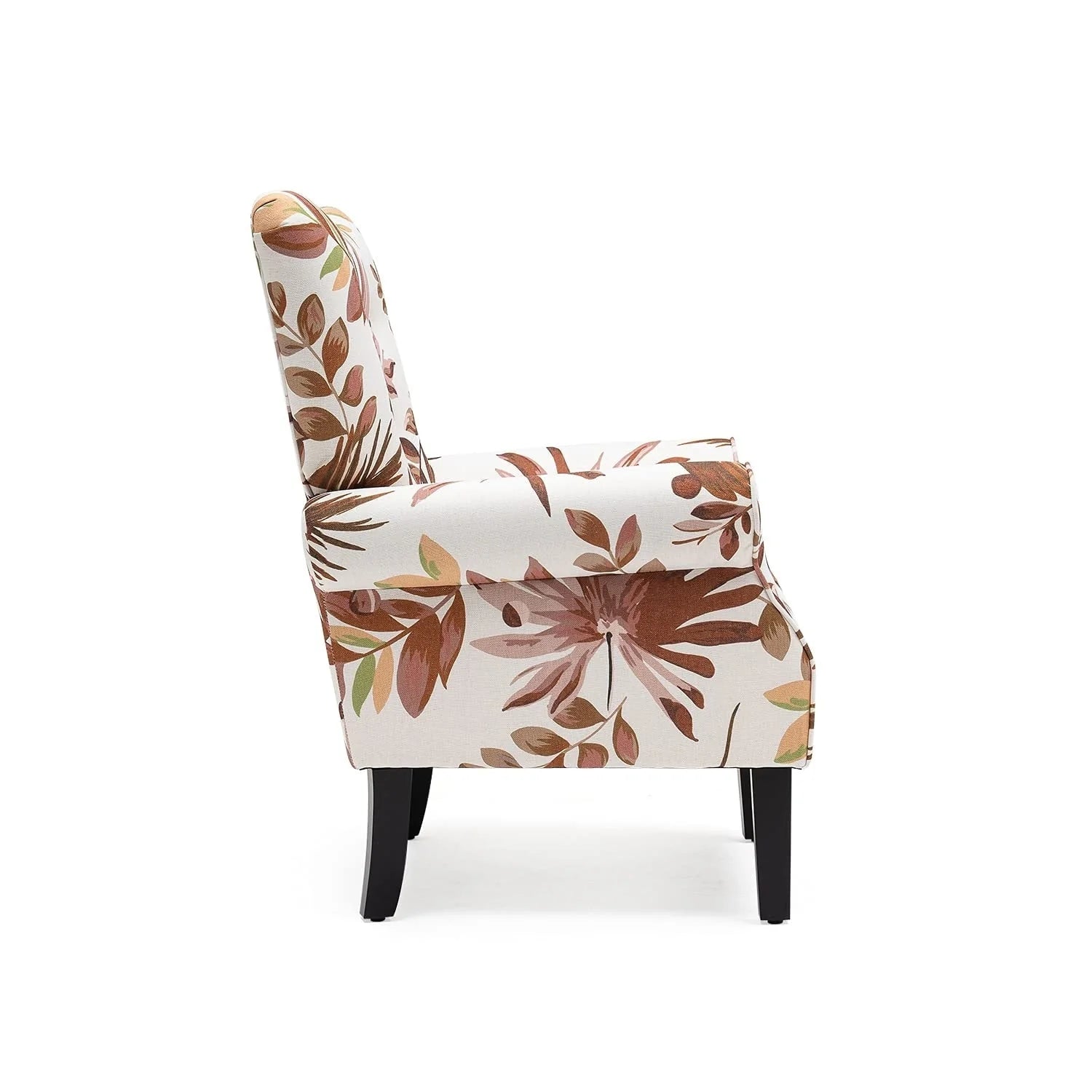 Fauteuil d'appoint moderne Erommy, fauteuil à dossier haut, canapé individuel en tissu capitonné avec pieds en bois pour salon