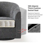 Fauteuil Cuenca moderne en tissu avec piètement pivotant