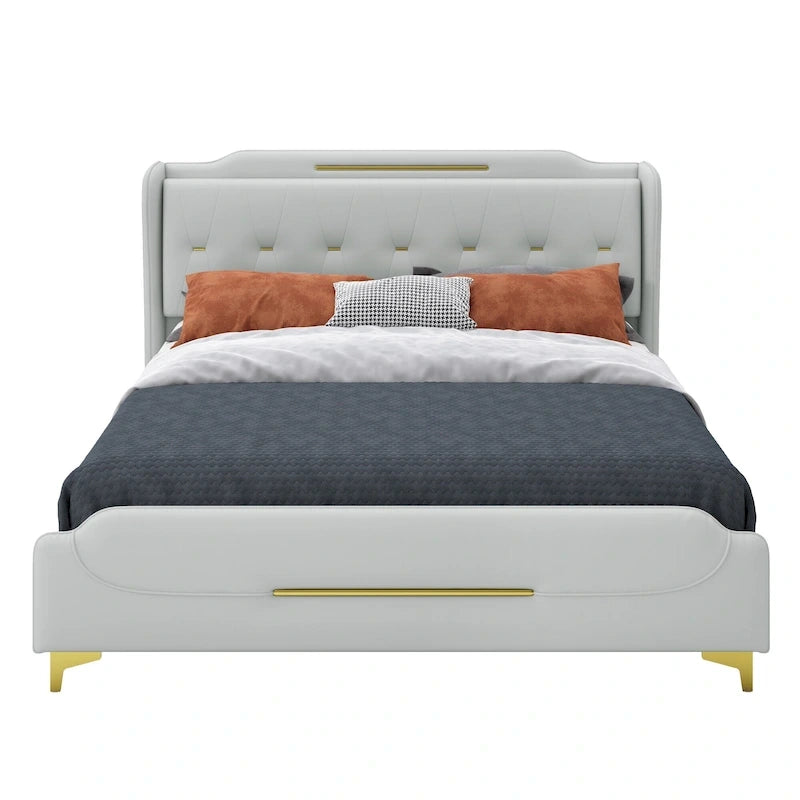 Lit rembourré moderne en cuir PU Uphou de Christopher Knight Home