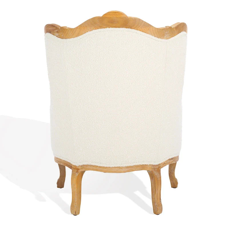 Fauteuil à oreilles Kali en chêne et lin naturel SAFAVIEH Couture - 34Lx34Px40H