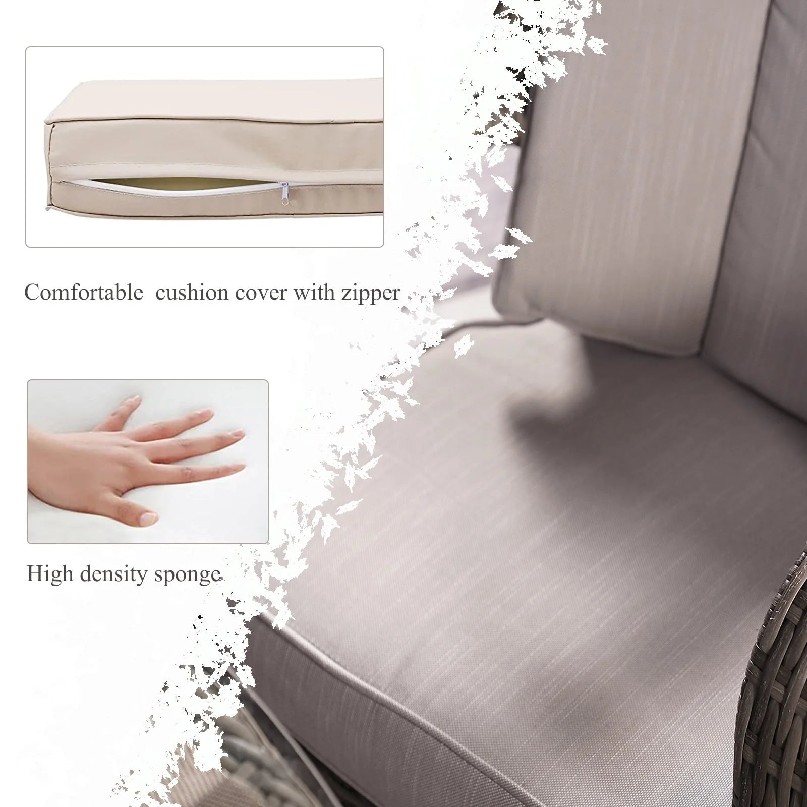Ensemble de salle à manger rond 7 pièces en rotin tressé d'extérieur avec coussins de Moda Furnishings