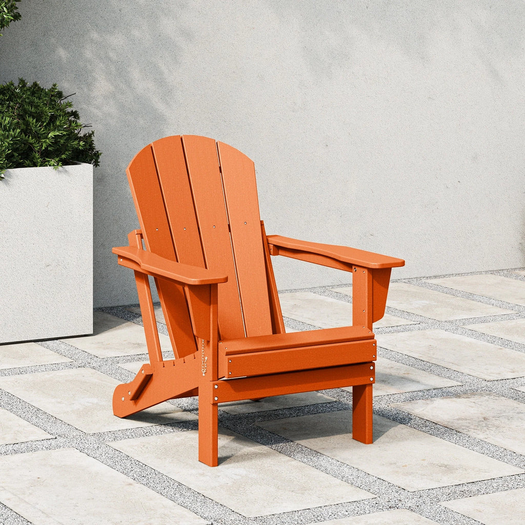 Chaise Adirondack pliante de patio d'extérieur tout temps résistante à la décoloration Polytrends Laguna
