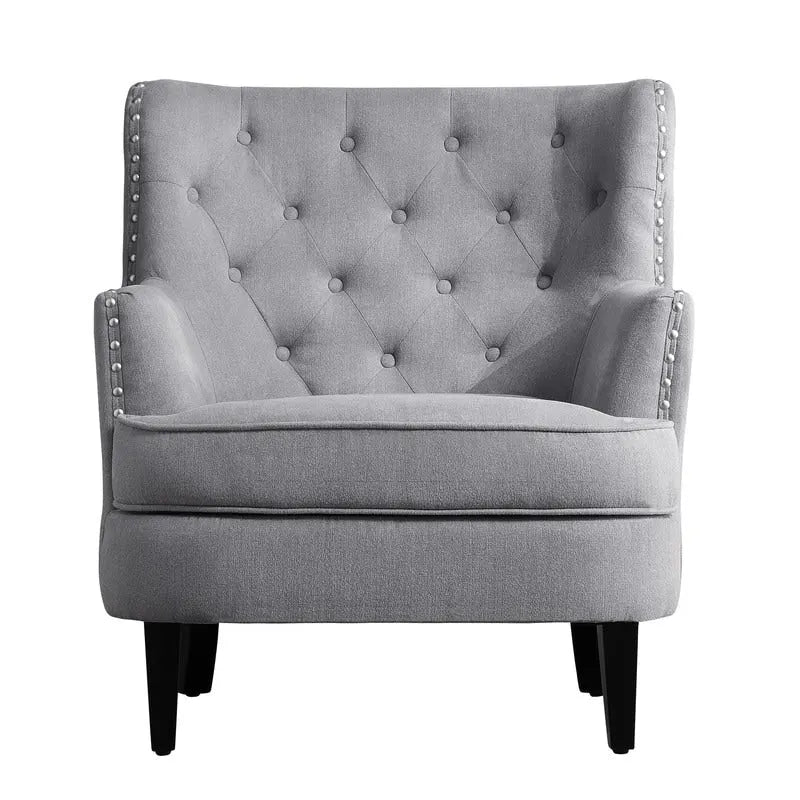 Fauteuil d'appoint capitonné à oreilles large de 76 cm en velours/lin Mignon de Moser Bay