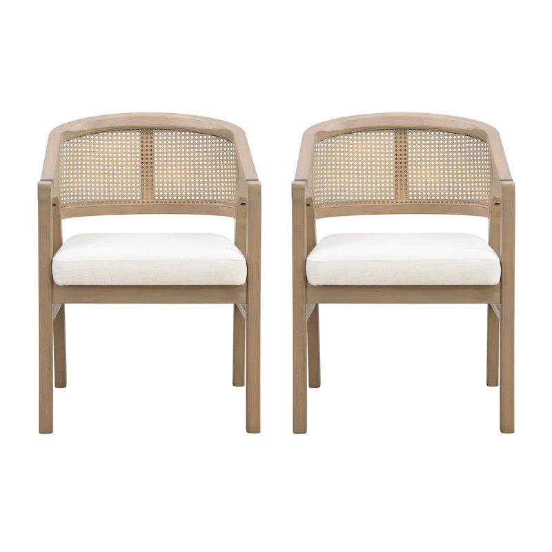 Christopher Knight Home - Chaise de salle à manger capitonnée en cannage (Lot de 2)