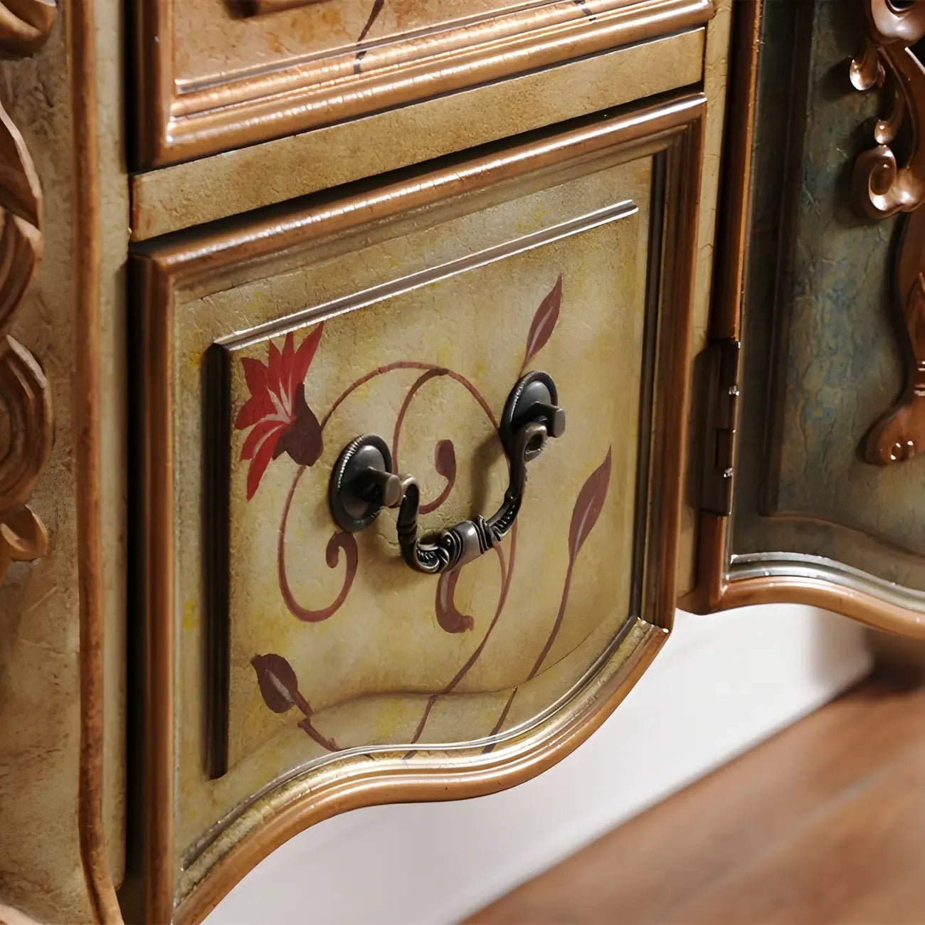 Console de rangement en bois "café français" avec tiroirs