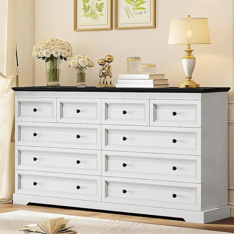 Commode à 10 tiroirs, 55 grands tiroirs, Commode et chiffonnier en bois