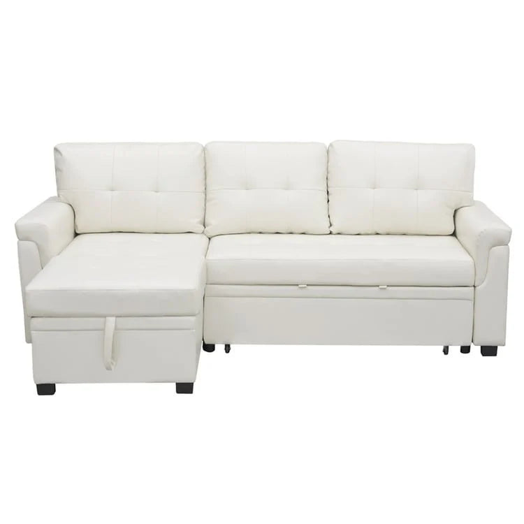 Canapé d'angle réversible convertible avec lit gigogne, méridienne avec rangement dissimulé et pieds durables