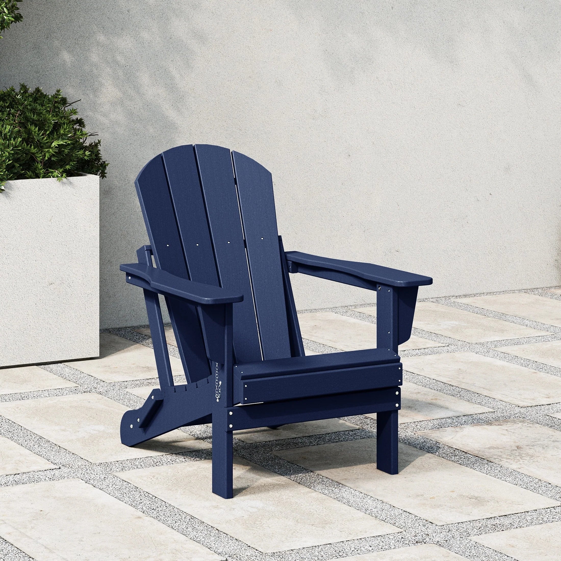 Chaise Adirondack pliante de patio d'extérieur tout temps résistante à la décoloration Polytrends Laguna