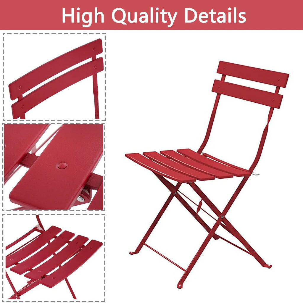 Ensemble bistro pliant 3 pièces en métal, ensemble de conversation intérieur/extérieur résistant aux intempéries pour patio, cour, jardin