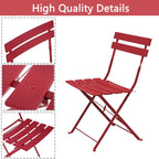 Ensemble bistro pliant 3 pièces en métal, ensemble de conversation intérieur/extérieur résistant aux intempéries pour patio, cour, jardin