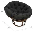Fauteuil Papasan en rotin Bali de 42 pouces avec coussin en sergé