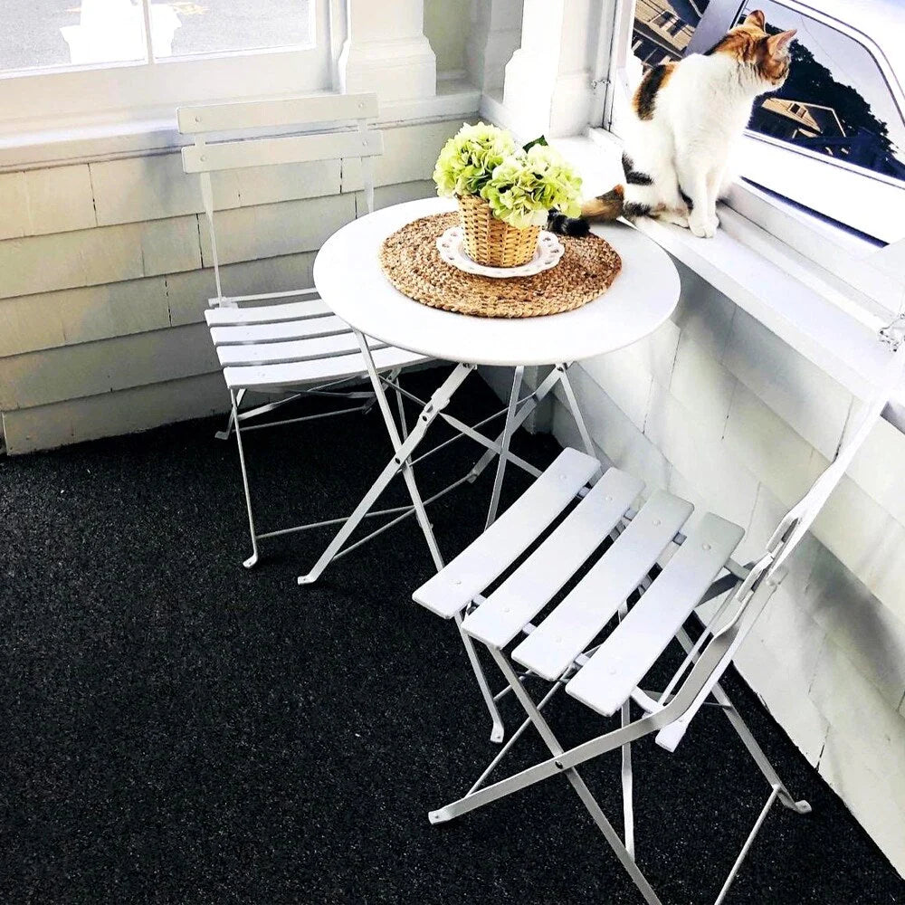 Ensemble bistro pliant 3 pièces en métal, ensemble de conversation intérieur/extérieur résistant aux intempéries pour patio, cour, jardin