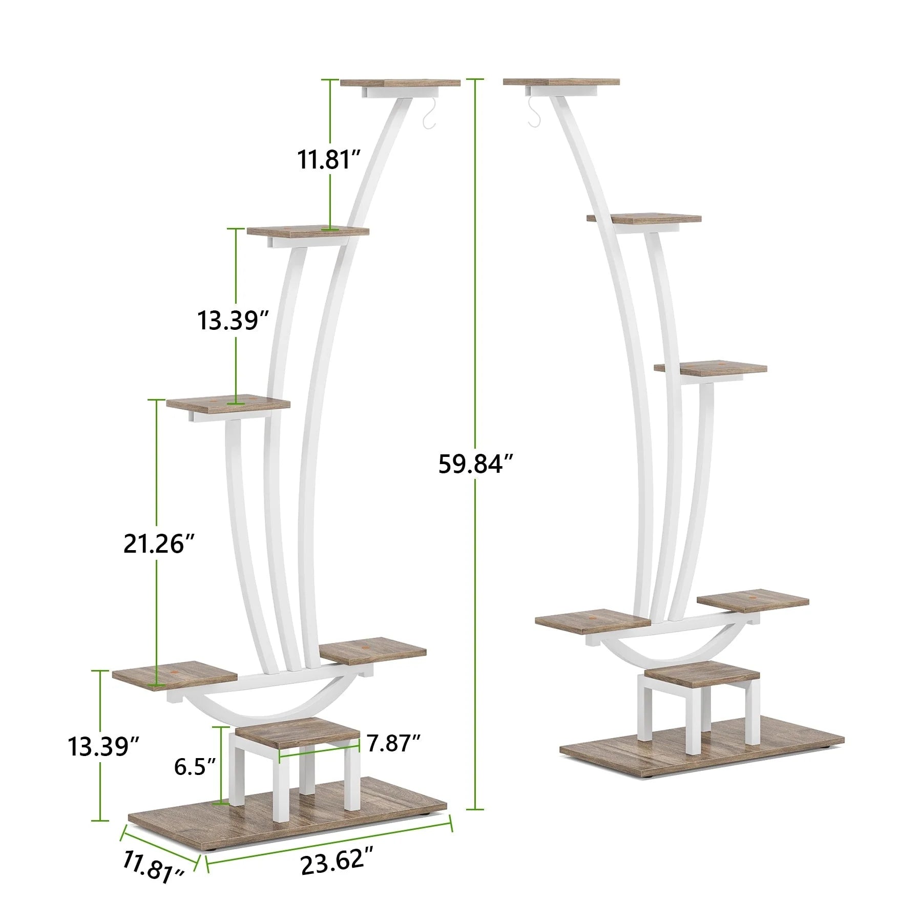 Support pour Plantes d'Intérieur, Étagère à Fleurs à 6 Niveaux pour Jardin Domestique - Lot de 2