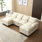 Canapé sectionnel Cloud pour salon, canapé moderne en chenille/bouclette en forme de U, canapé-lit modulaire confortable avec double méridienne