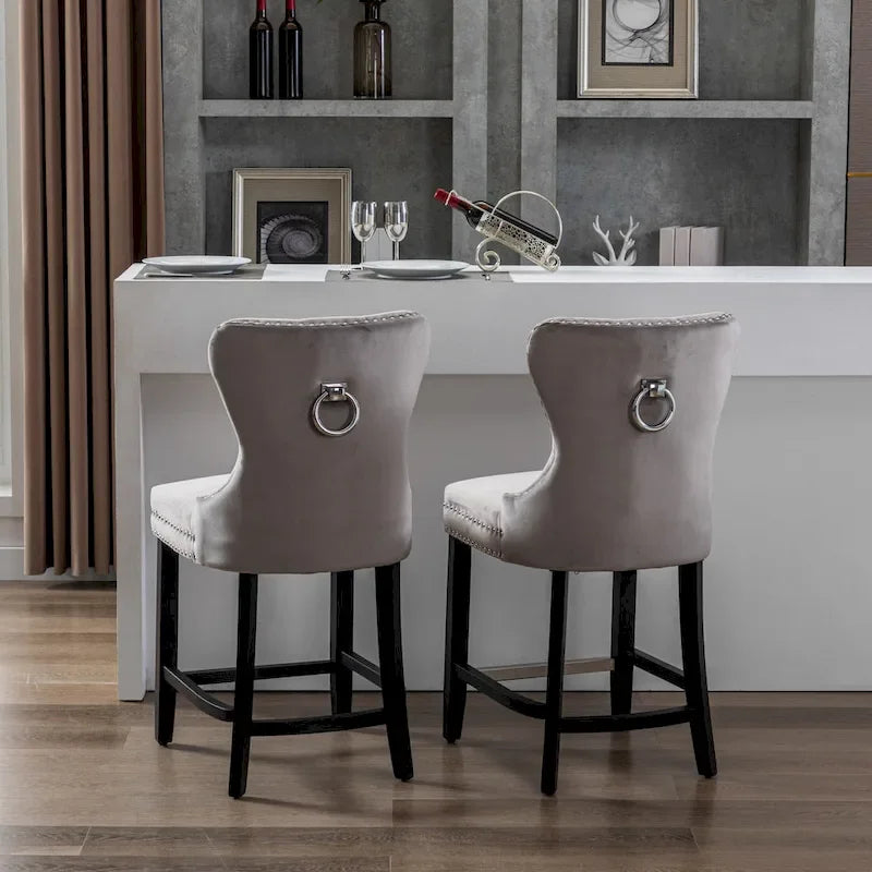 Tabouret de comptoir Carter 24 Wingback capitonné avec clous (lot de 2)