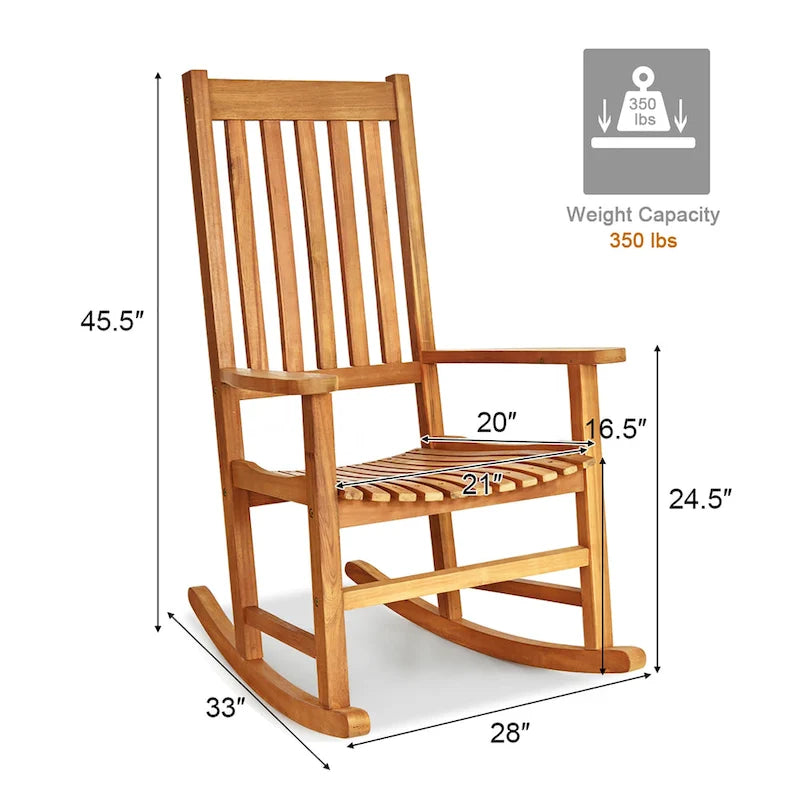 Chaise Berçante Cadre en Bois Massif Balancelle de Porche Intérieur Extérieur