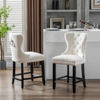 Tabouret de comptoir Carter 24 Wingback capitonné avec clous (lot de 2)