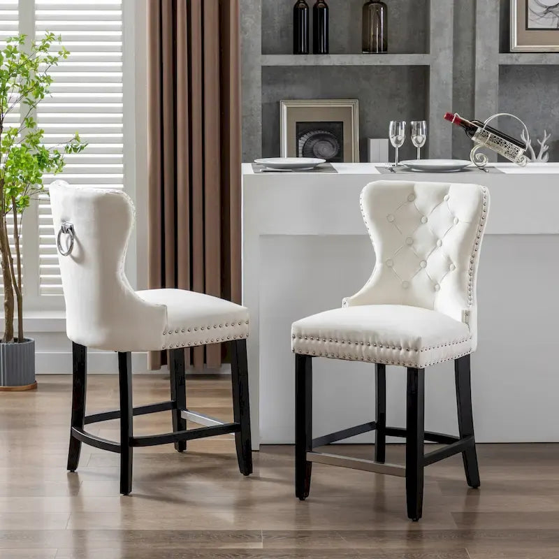 Tabouret de comptoir Carter 24 Wingback capitonné avec clous (lot de 2)