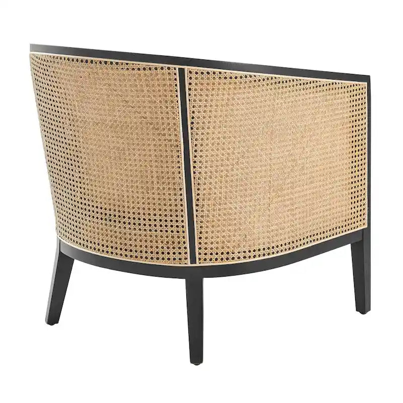 Fauteuil d'appoint en lin Tillman avec rotin