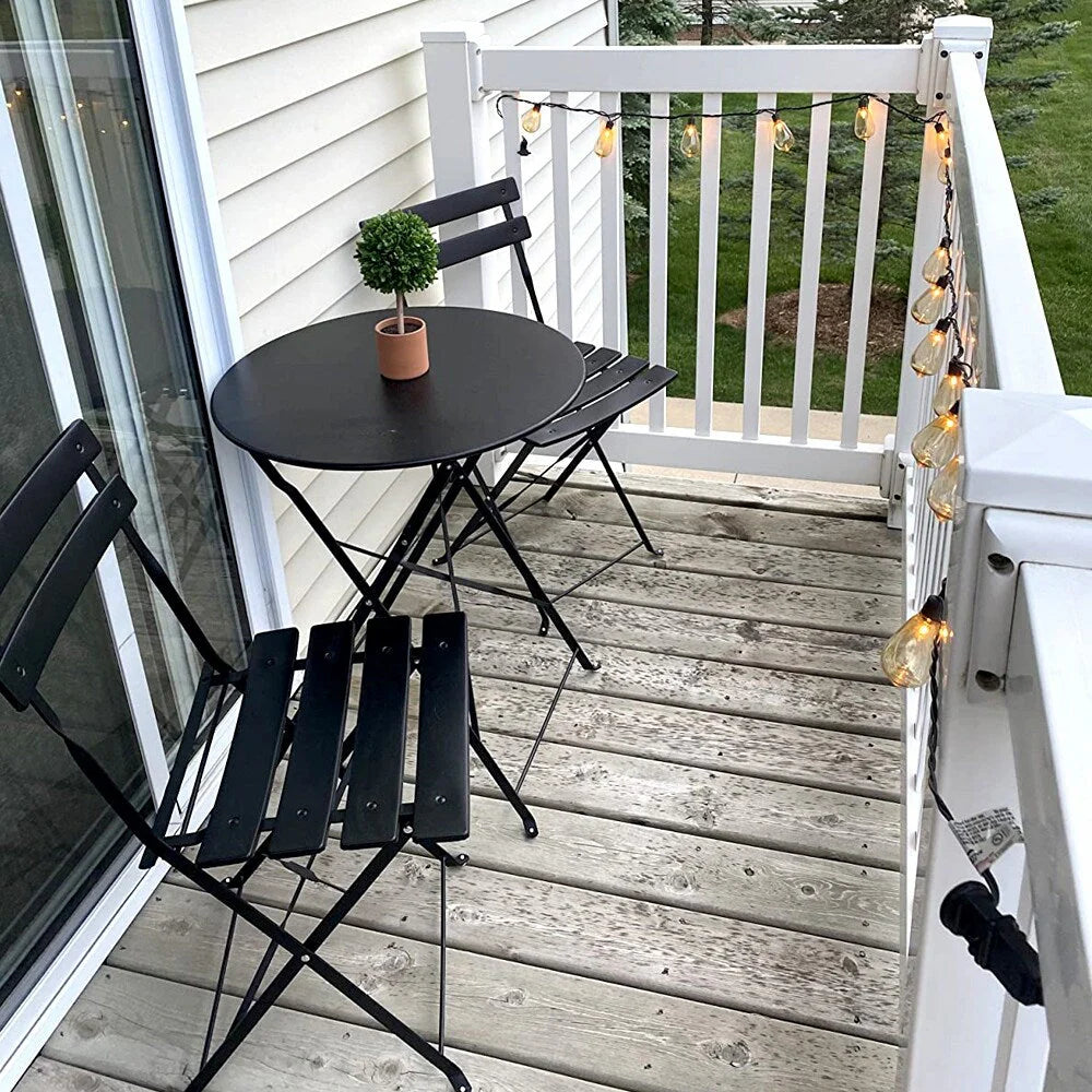 Ensemble bistro pliant 3 pièces en métal, ensemble de conversation intérieur/extérieur résistant aux intempéries pour patio, cour, jardin