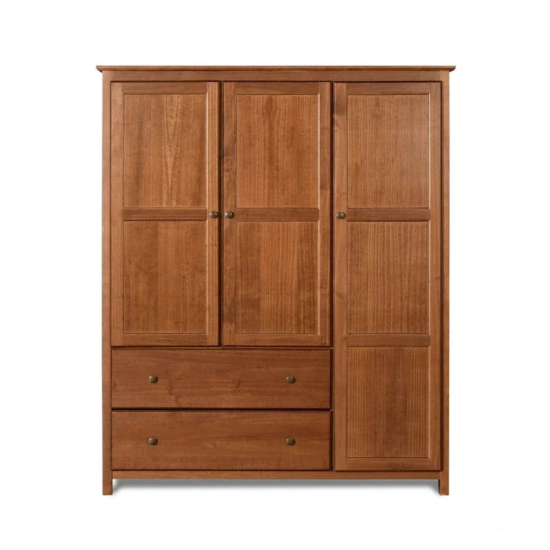 Grain Wood Furniture Armoire Shaker en bois à 3 portes - 60x72x22