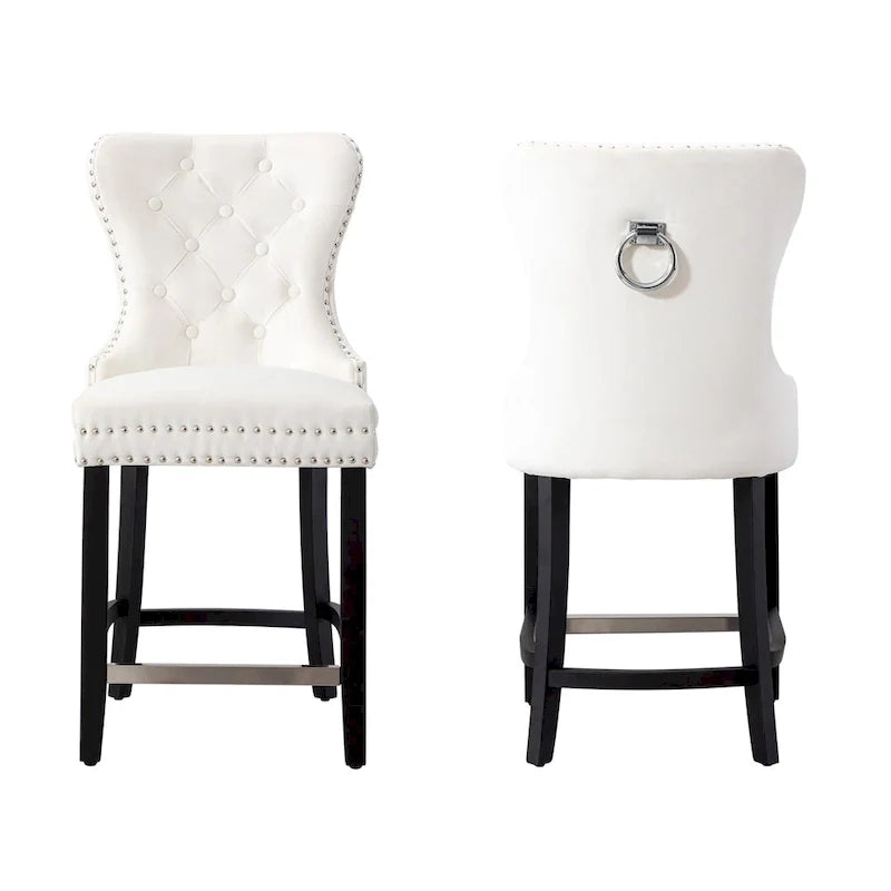 Tabouret de comptoir Carter 24 Wingback capitonné avec clous (lot de 2)
