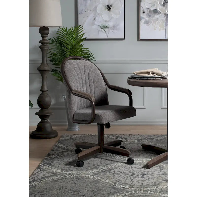 Chaise à roulettes pivotante et inclinable avec coussin pour repas décontractés