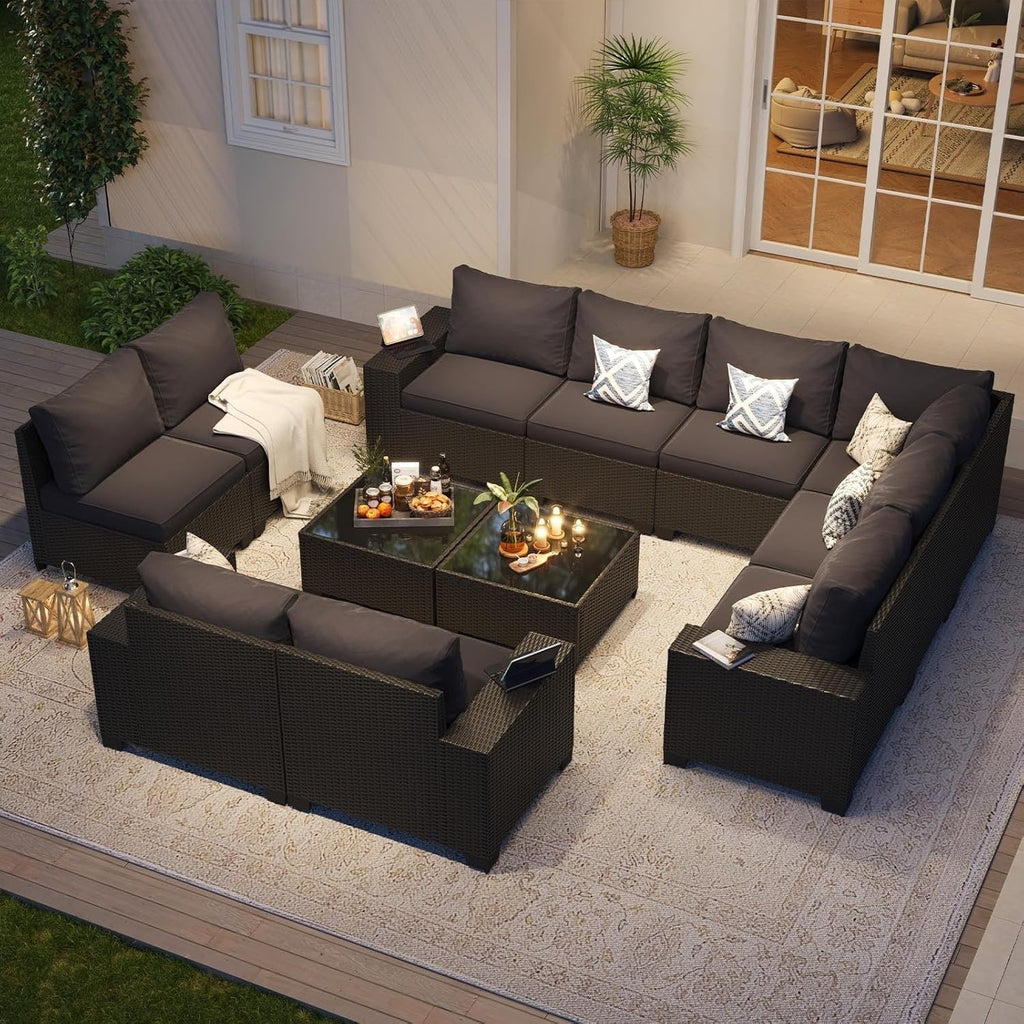 Ensembles de meubles de patio extérieurs avec coussin épais de 10 cm
