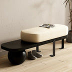 Banc court moderne en bois beige rembourré