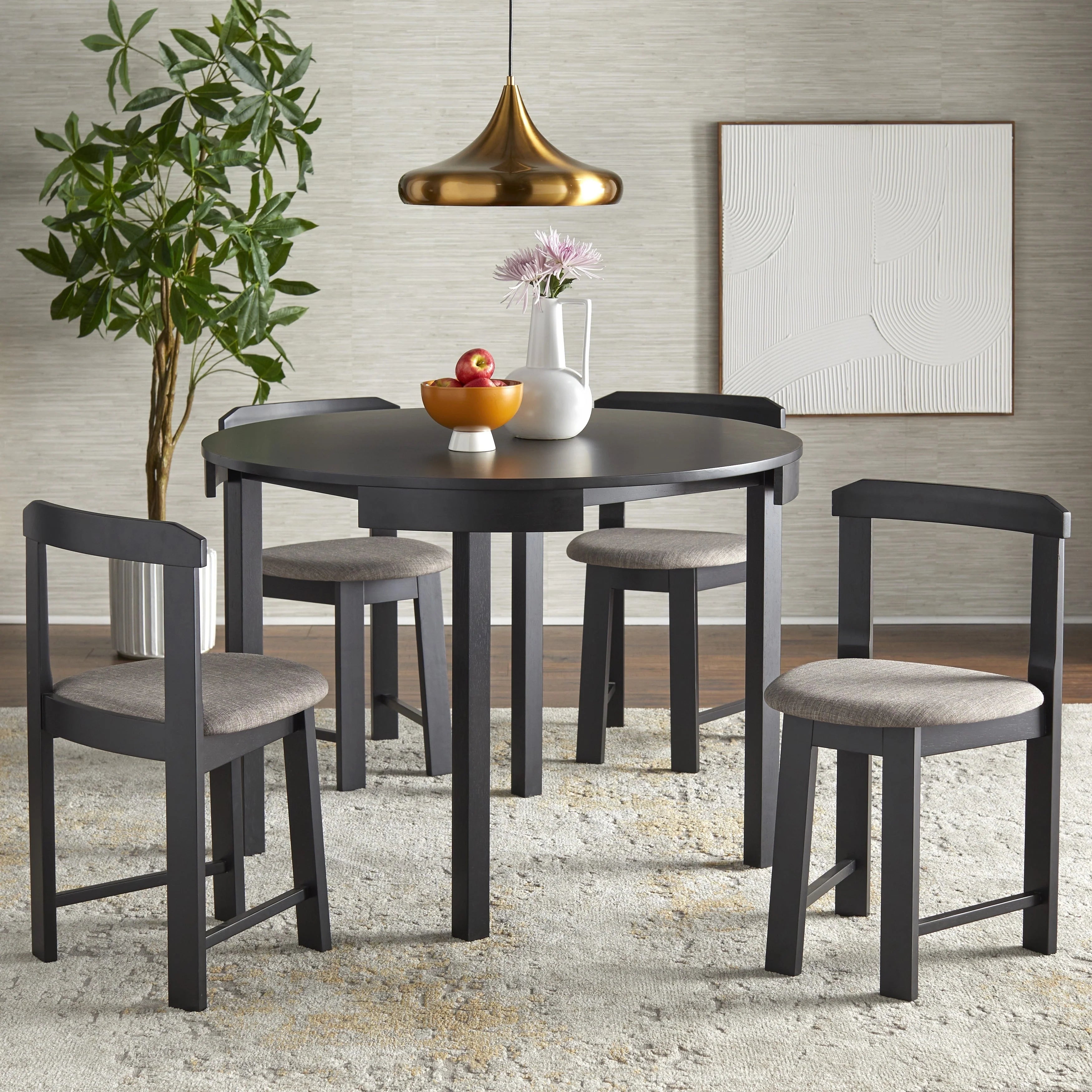 Ensemble de salle à manger rond compact 5 pièces Harrisburg Tobey