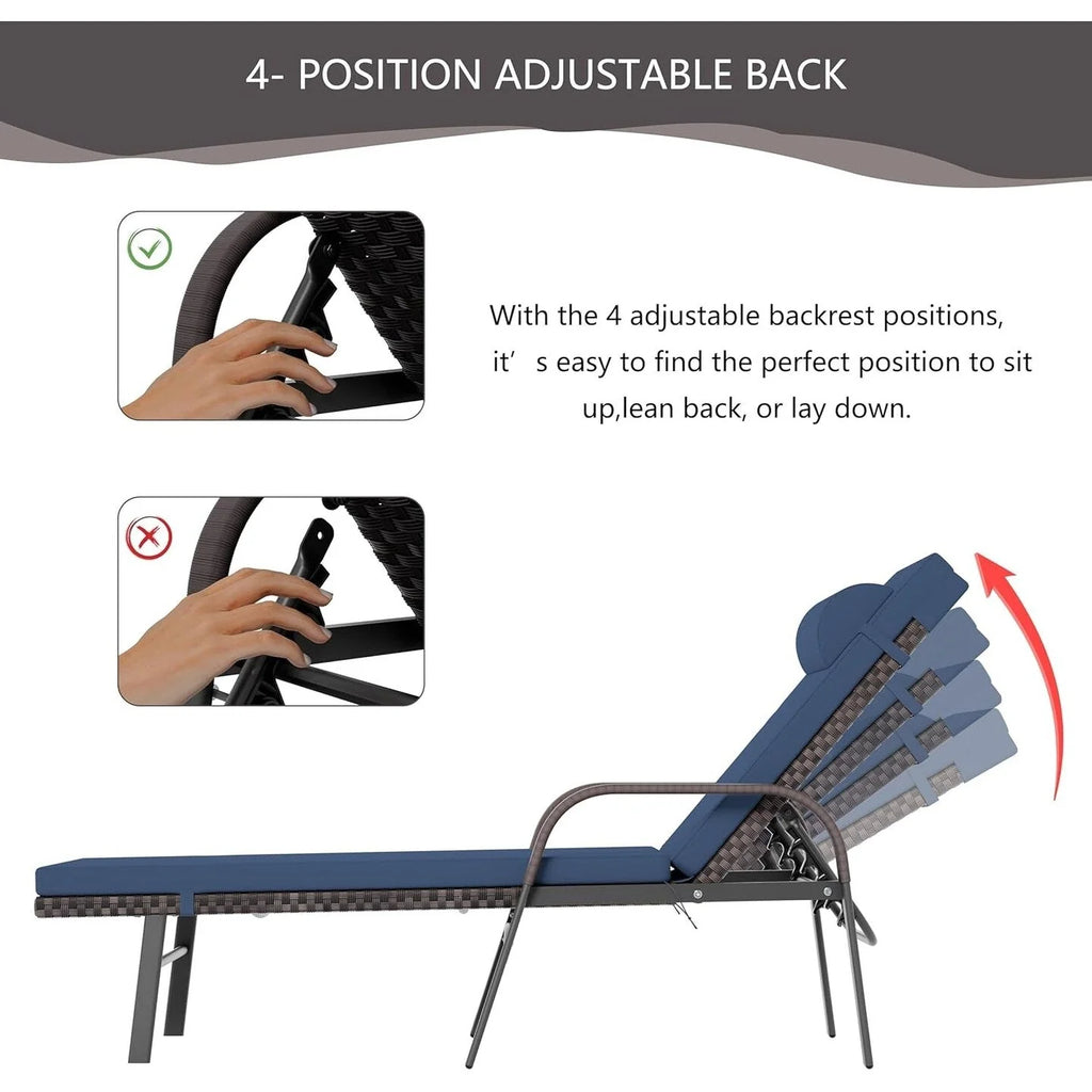 Kullavik – Ensemble de 3 chaises longues d'extérieur