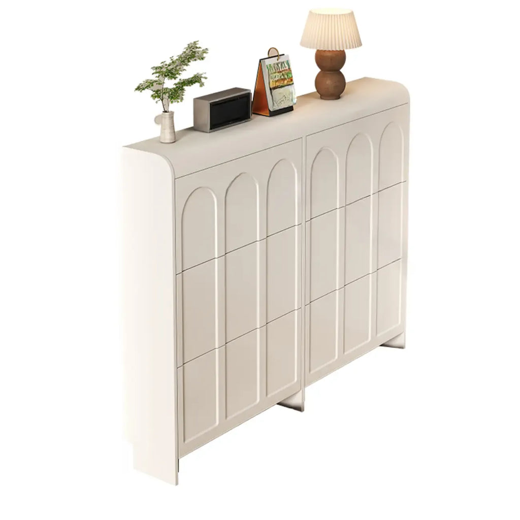 Meuble de rangement pour chaussures en bois blanc à 3 niveaux et à façade abattante Slim