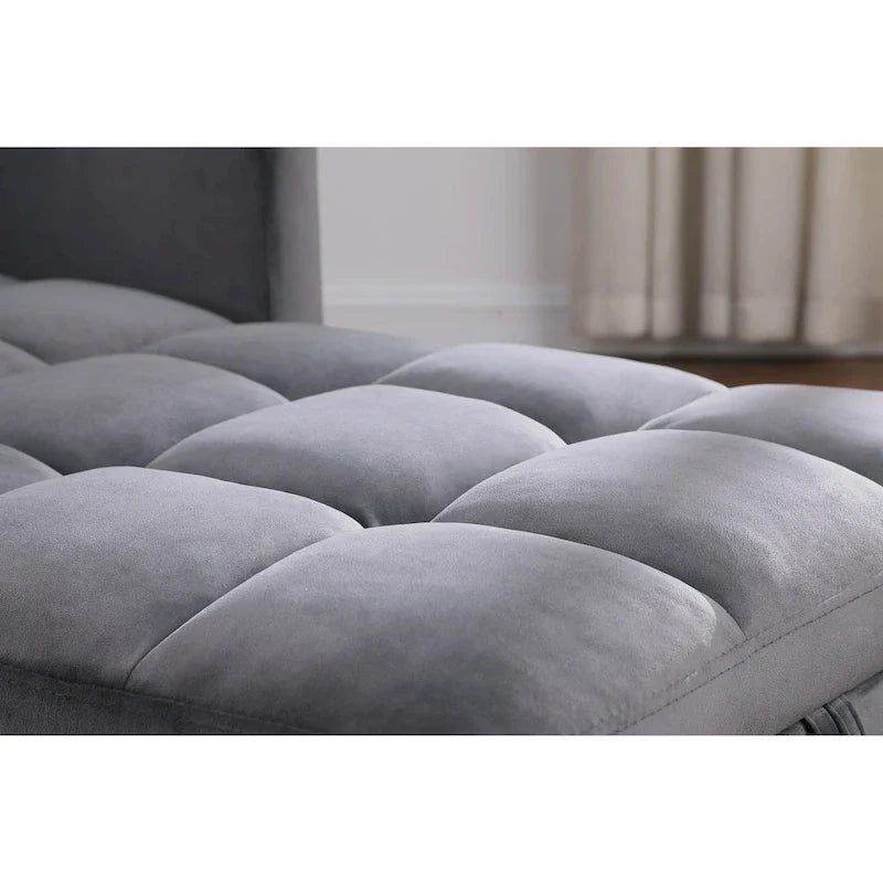 Chaise longue convertible 3-en-1 en lit, noir