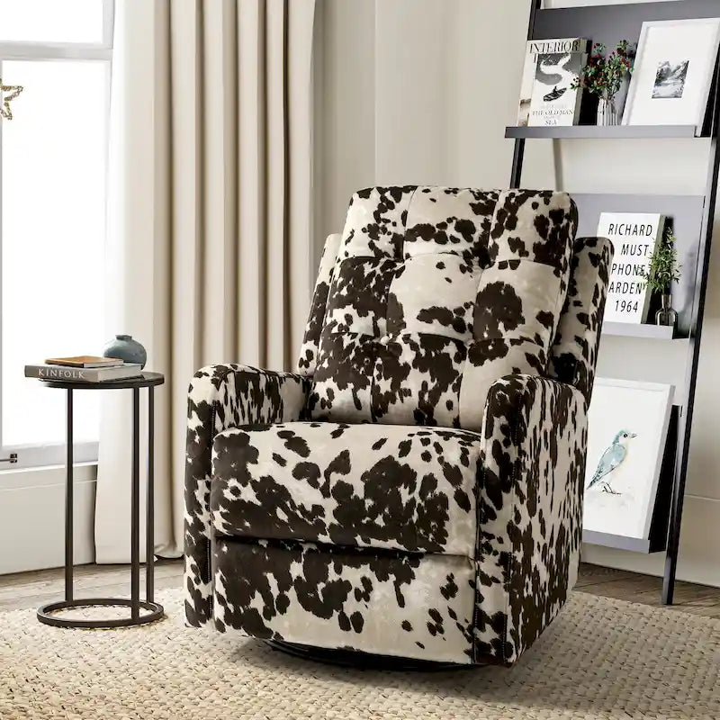 Fauteuil inclinable pivotant manuel Arlette contemporain à fleurs avec dossier capitonné