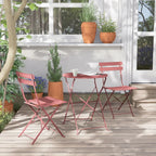 Ensemble bistro pliant 3 pièces en métal, ensemble de conversation intérieur/extérieur résistant aux intempéries pour patio, cour, jardin