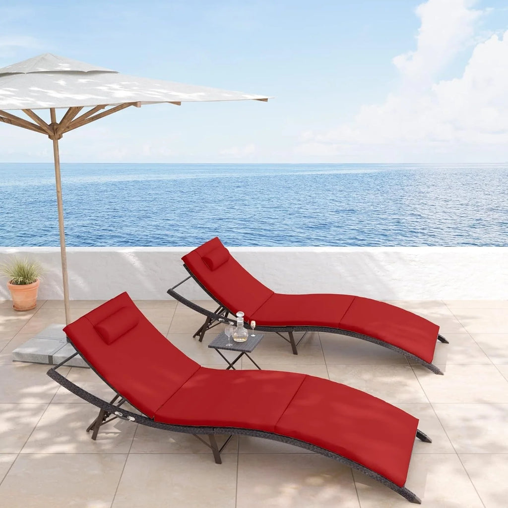 Kullavik – Ensemble de 3 chaises longues d'extérieur