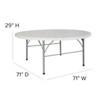 Table pliante ronde en plastique de 1,80 m avec poignée pour événements