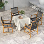 Chaises de salle à manger Gymax Patio 4 pièces en bois d'acacia avec corde tressée résistante aux intempéries