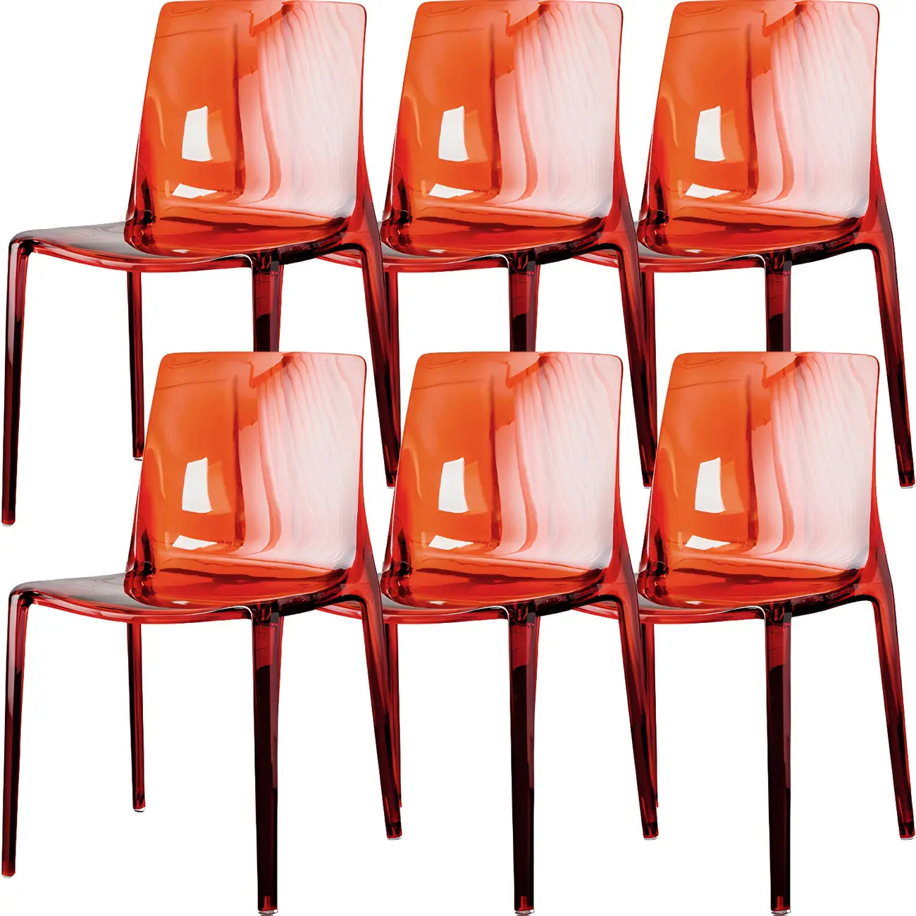 Chaise de salle à manger en acrylique ambré sans accoudoirs et à dossier bas