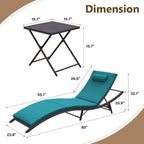 Kullavik – Ensemble de 3 chaises longues d'extérieur