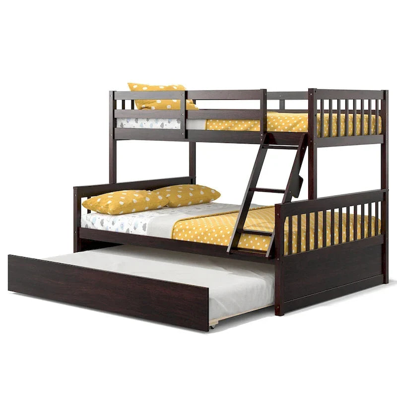 Lit superposé Gymax double sur un lit complet avec lit gigogne double convertible