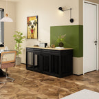 Meuble Niche Double pour Chiens en Bois avec 2 Tiroirs et Séparateur