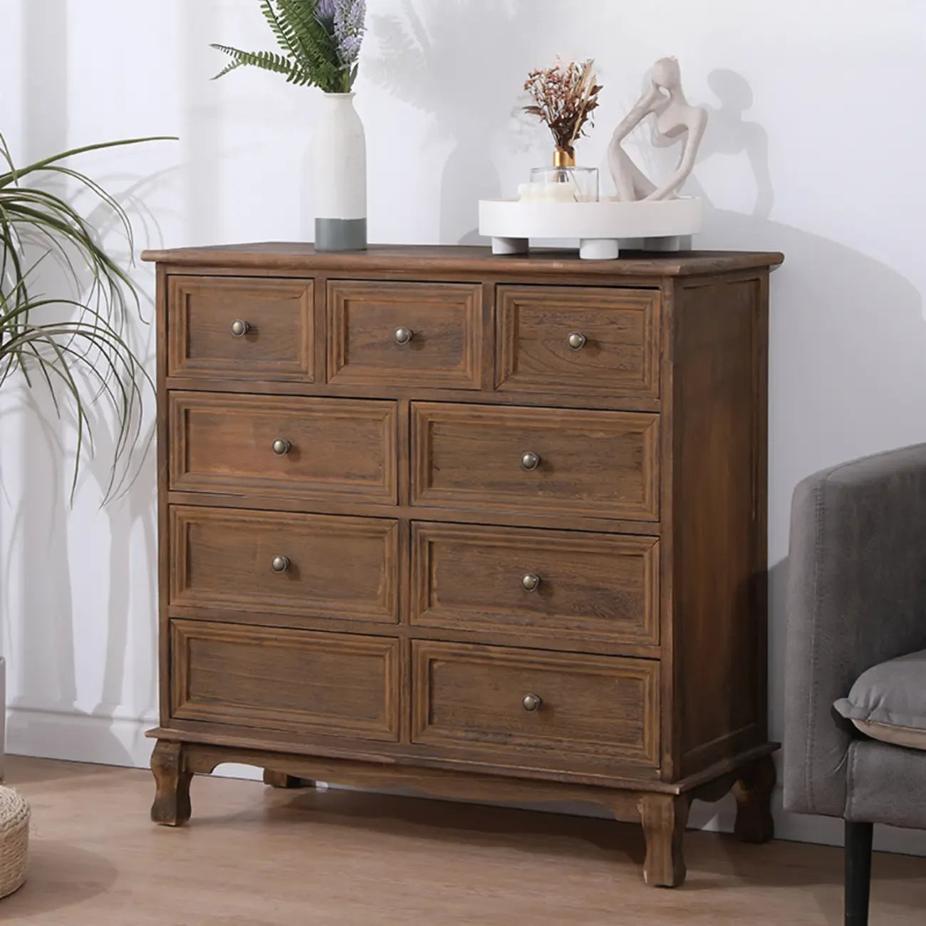 Meuble d'appoint rustique en bois marron pour le rangement du salon