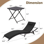 Kullavik – Ensemble de 3 chaises longues d'extérieur