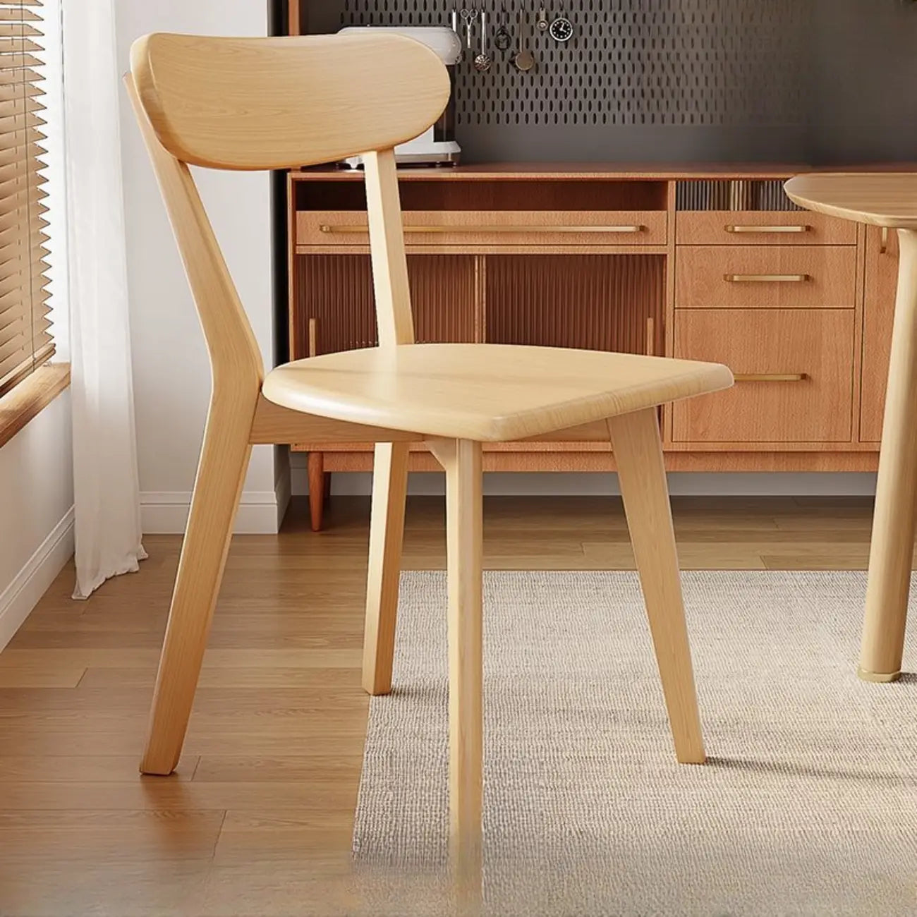 Chaise de salle à manger sans accoudoirs à dossier bas en bois moderne