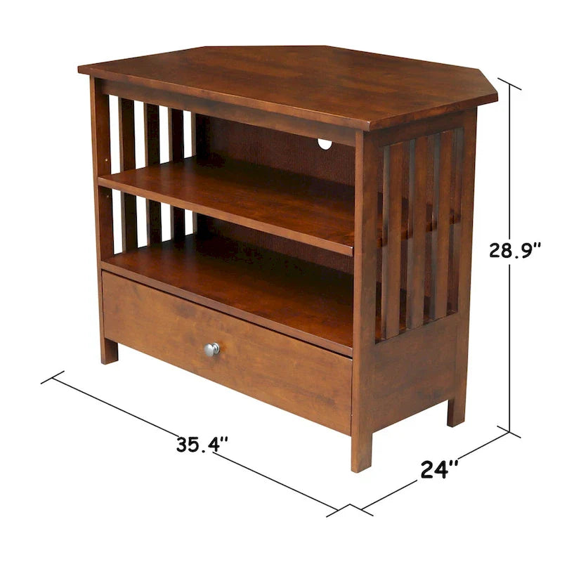 Meuble TV d'angle Mission en bois massif