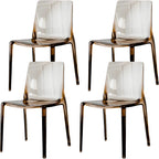 Chaise de salle à manger en acrylique ambré sans accoudoirs et à dossier bas