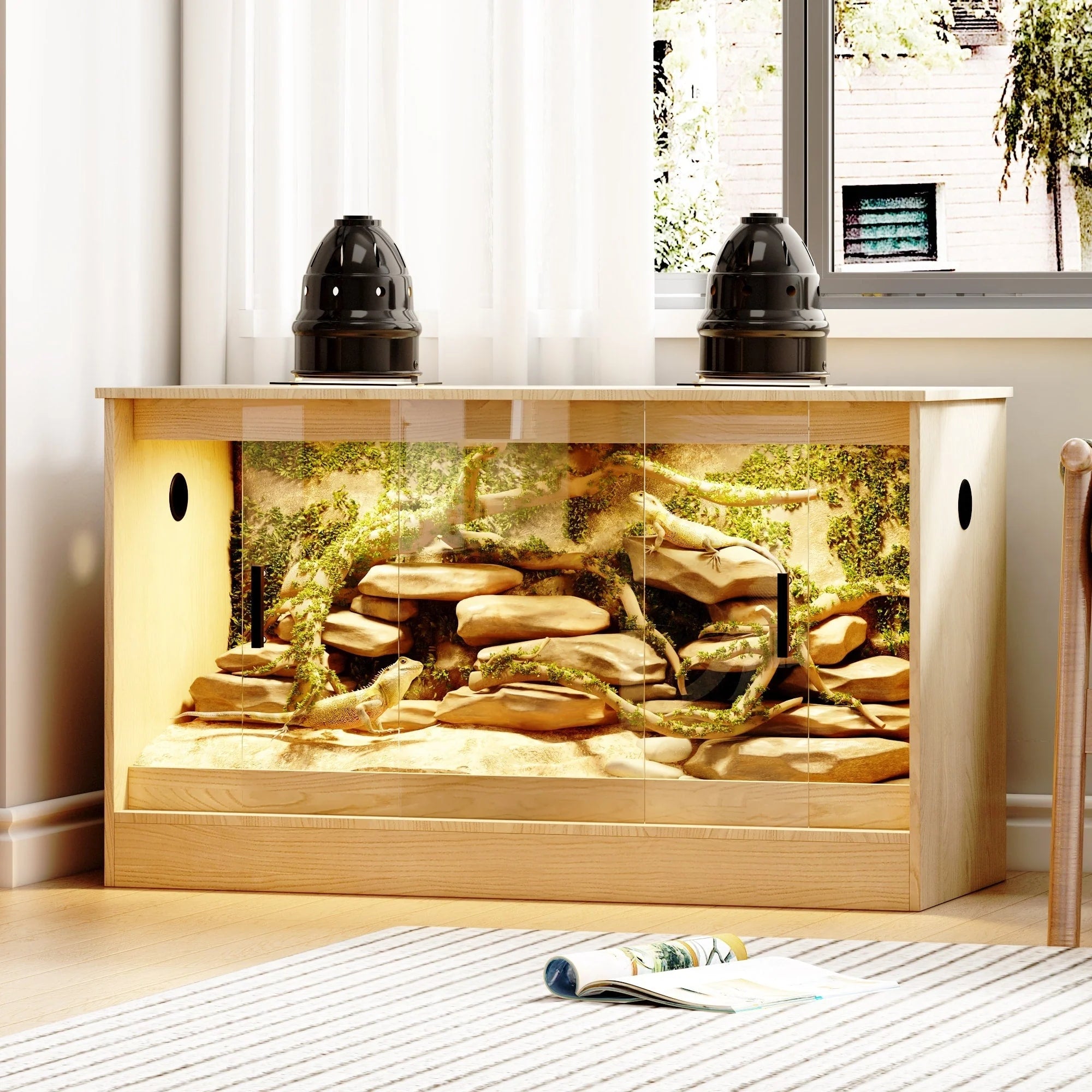 Habitat pour reptiles - Terrarium spacieux pour lézards, serpents et plus encore - 47.2