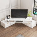 Meuble TV d'angle moderne blanc avec 2 tiroirs et étagère ouverte